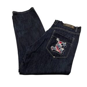 Eight 732 Men’s Jeans Dark Wash Baggy Y2K Hip Hop Embroidered E Denim 42x34